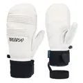 Waterproof white leather ski mittens for winter sports with adjustable wrist straps - L / White