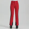 Pantalon de ski rouge et noir pour femme, tissu imperméable et coupe-vent sport - XS / Bas / Rouge