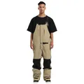 Khaki und schwarze wasserfeste Skilatzhose mit verstärkten Knien und verstellbaren Trägern - Khaki
