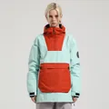 Lockere Skianorak in Minzgrün und Orange mit Kapuze und großer Kängurutasche - Hellgrün Orange
