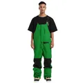 Herren Skihose in Grasgrün mit Trägern und schwarzen verstärkten Knieeinsätzen für Wintersport - Grün