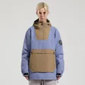 Wasserdichte Schlupf-Skijacke in Hellblau und Khaki mit großer Cargotasche - Blau Lila Kaffee