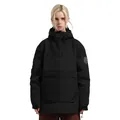 Schwarze Ski-Kapuzenjacke mit Kängurutasche vorne und winddichtem Ärmelaufnäher-Detail - Schwarz