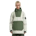 Damen Skianzug Set in Beige und Olivgrün, wasserdicht mit Kapuze und Blockfarben - Offwhite und Grün