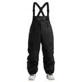 Waterproof black ski bib pants with adjustable straps and high waist for winter sports - S / Black