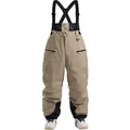 Waterproof insulated khaki ski bibs with adjustable straps and reinforced inner leg panels - Khaki