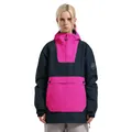 Damen Ski-Anorak in Marineblau und Pink mit Kapuze und wasserdichtem Funktionsstoff - Marinerosa