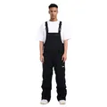 Men's black waterproof bib ski pants with adjustable straps and front zipper pocket - S / Black