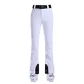 Slim fit white women's ski pants with black belt and waterproof functional fabric - S / Bottoms / White