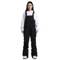 Women's black waterproof ski bib pants with adjustable straps and quilted knee details - XS / Bottoms / Black