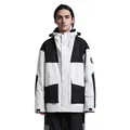 Heren snowboardjas waterdicht met zwart-wit kleurblokontwerp en capuchon - M / Tops / Wit en Zwart Patchwork