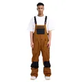 Men's tan and black waterproof bib ski pants with adjustable straps and multi-pockets - S / Dark Coffee