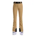 Women's slim fit waterproof ski pants in khaki camel color with adjustable black belt - S / Bottoms / Khaki