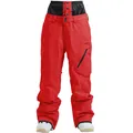Waterproof red ski pants with high waist protection and black zipper pockets for outdoor sports - S / Bottoms / Red