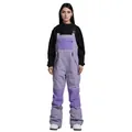 Women's lilac purple ski bib pants with waterproof quilted knees and black straps - M / Bottoms / Grey Purple And Purple