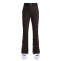 Slim fit dark brown women's ski pants with adjustable black belt and white ski boots - Dark Coffee