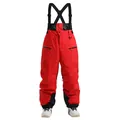 Insulated red ski bib pants with adjustable straps and waterproof reinforced leg cuffs - S / Red