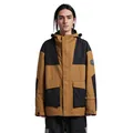 Heren ski-jack met capuchon in bruin en zwart met functionele grote cargozakken - S / Tops / Donkere Koffie En Zwart