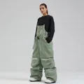 Women's bean green professional waterproof ski bib pants with multiple pockets - XS / Army Green