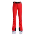 Slim fit red women's ski pants with black adjustable belt and reinforced hems - Red