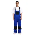 Blue men's waterproof ski bib pants with adjustable straps and black reinforced panels - Klein Blue