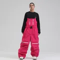 Professionelle Damen Skilatzhose in Rosarot mit verstellbaren Trägern und Gürtel - Fuchsia