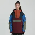 Multicolor color-block waterproof ski jacket with hood and large kangaroo pocket - S / Tops / Color Block