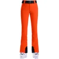 Slim fit bright orange waterproof ski pants for women with adjustable SNOW belt - Orange