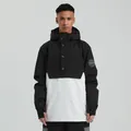 Men's black and white hooded ski anorak jacket with windproof fabric for outdoor sports - S / Tops / Black and White Patchwork