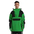 Men's green and black hooded anorak jacket for outdoor snowboarding and skiing - Green & Black
