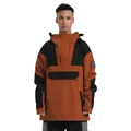 Men's burnt orange and black hooded anorak ski jacket with large utility pockets - Brick Red Black