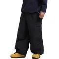 Men's loose fit black waterproof cargo ski pants with functional side flap pockets - XS / Bottoms / Black