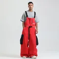Salopette da sci rossa da uomo con tasche cargo nere e spalline regolabili - S / Rosso