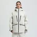 Women's waterproof white ski jacket with multiple zippers and adjustable cuffs for outdoors - XS / Top And Bottom / Beige (BCE)