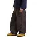 Dark brown loose-fit cargo ski pants with multi-pockets for outdoor snowboarding - Dark Coffee