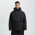 Men's black waterproof ski jacket with hooded design and functional multi-zipper pockets - XS / Top And Bottom / Black (BLK)