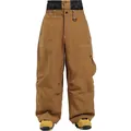 Loose fit khaki waterproof ski pants for men and women with contrast white stitching - S / Brown