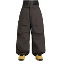 Waterproof dark brown cargo ski pants with large side pockets and yellow outdoor boots - Dark Coffee