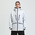 Waterproof hooded ski jacket in light grey with black zippers and windproof cuffs - XS / Top And Bottom / Grey (GREY)