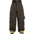 Loose dark brown waterproof ski pants with white contrast stitching and cargo pockets - XS / Dark Coffee