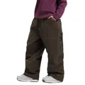 Loose brown cargo ski pants with contrast white stitching and large side pockets - S / Bottoms / Dark Coffee