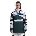 Women's anorak ski jacket with light blue and pink camo pattern, insulated for winter sports - L / Tops / Camo Patchwork