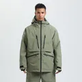 Sage green men's hooded ski jacket and pants set with waterproof zippers and velcro cuffs - XS / Top And Bottom / Sage Green (ARG)