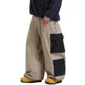 Pantalón de esquí kaki de corte holgado con bolsillos cargo negros y pernera ancha - S / Caqui