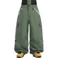 Waterproof army green cargo ski pants featuring multi-pockets and professional high waist - Army Green
