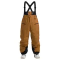 Brown and black waterproof insulated ski bib pants with adjustable X-back straps - Brown