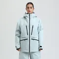 Women's light blue waterproof ski jacket with hood and functional pockets for outdoor sports - XS / Top And Bottom / Light Blue (CBL)