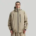 Men's loose khaki ski jacket with windproof waterproof fabric and hooded design - XS / Khaki