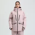 Women's pale pink hooded ski jacket and matching pants set with waterproof zippers - XS / Top And Bottom / Light Pink (PNK)