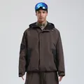 Men's brown waterproof ski suit jacket and pants set for outdoor sports with blue goggles - XS / Dark Coffee